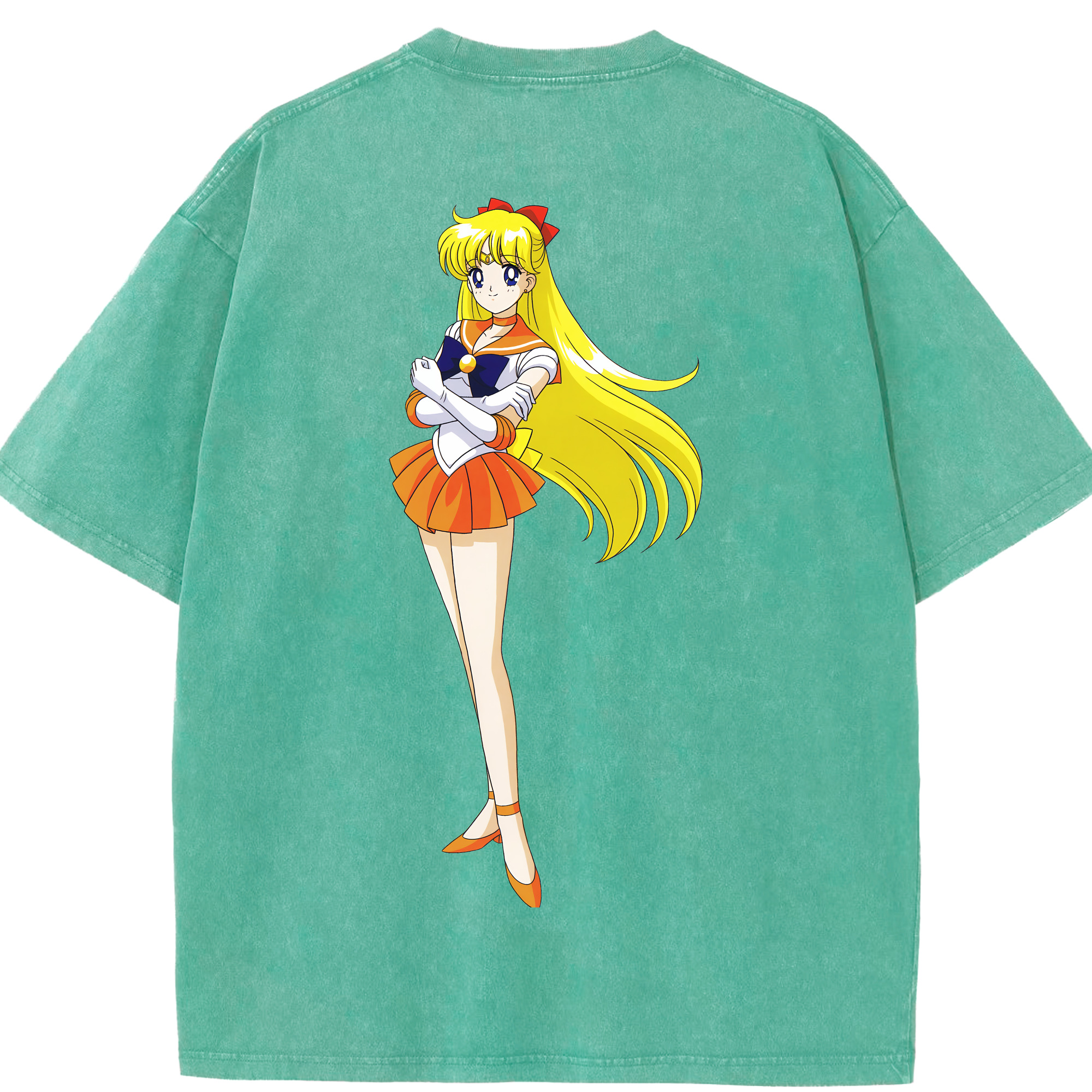 （画像用） 美少女戦士セーラームーン 愛野 美奈子 あいの みなこ Sailor Moon Aino Minako 綿100% ヴィンテージ風 半袖Tシャツ（背面プリント）
